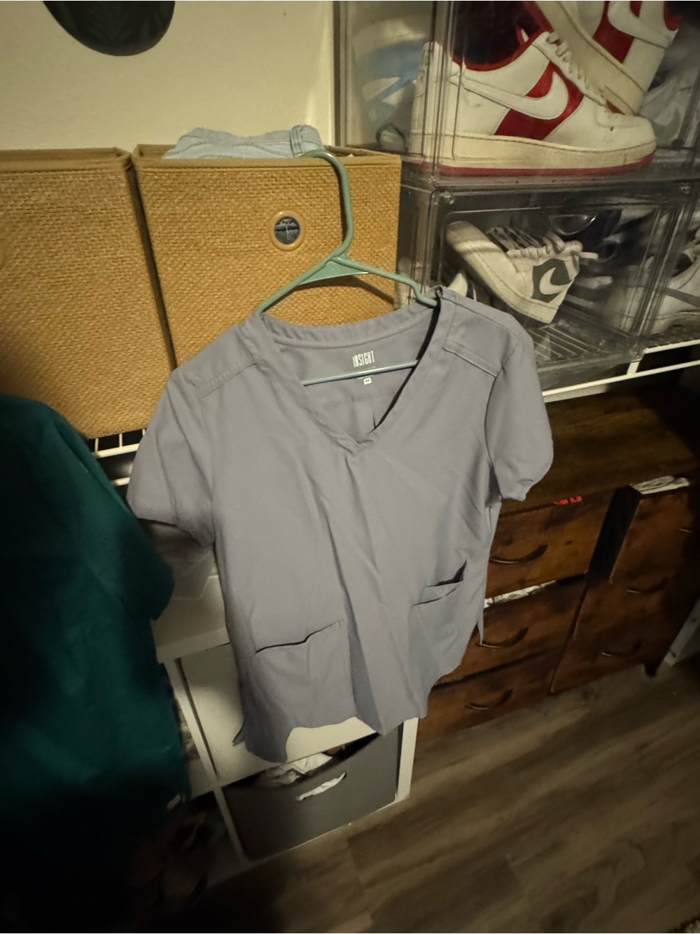 Grey V-neck Medical Scrub Top